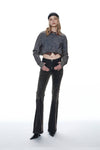 OUDE WAAG 25 Early Autumn Washed Stretch Denim Flared Pants OW-OW-25PF-PT06C1BU690-SL Dark Blue(PT05C1BL094)